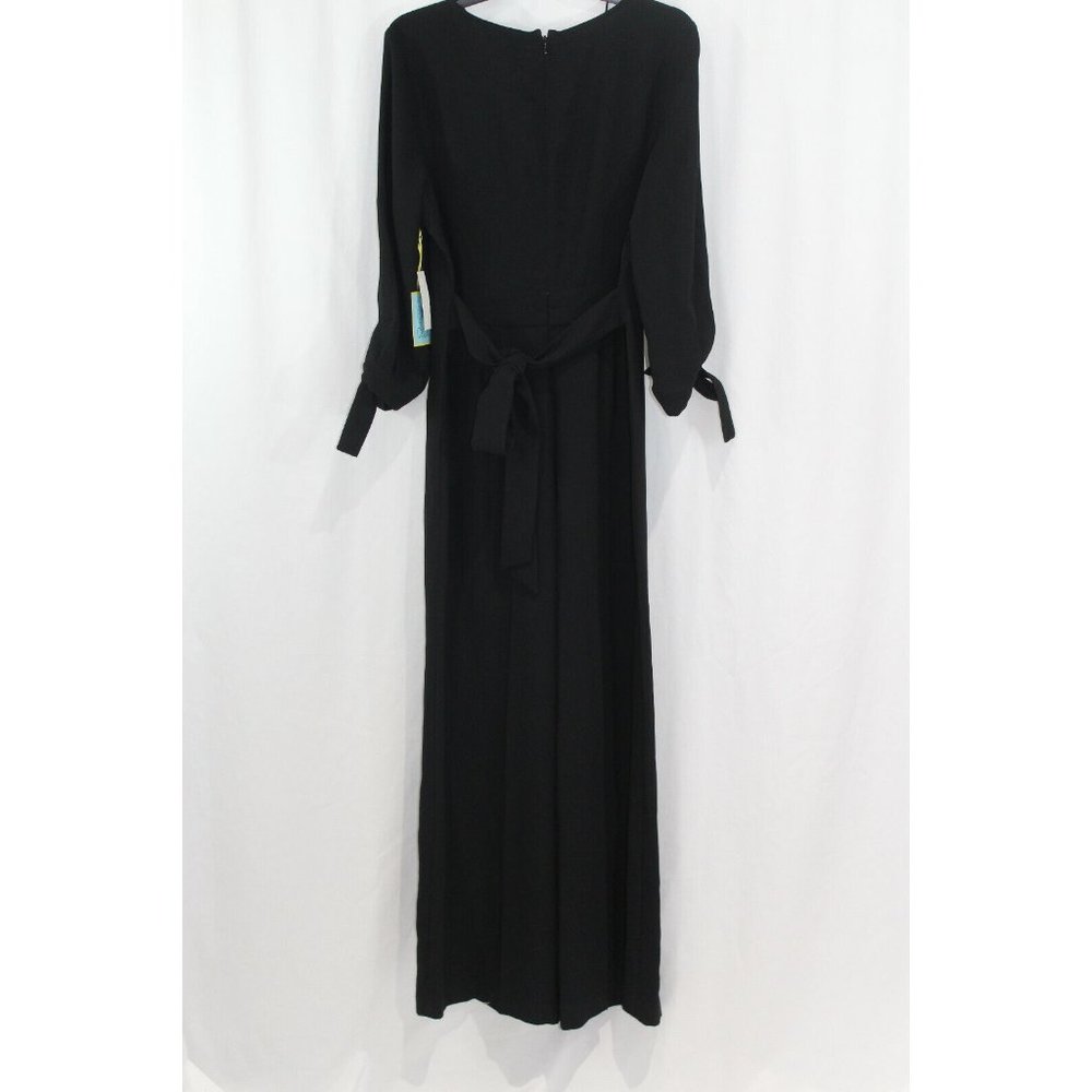 NWT CeCe $139 Wide Leg Black V Neck 3/4 Sleeve Jumpsuit 2 - Picture 5 of 6